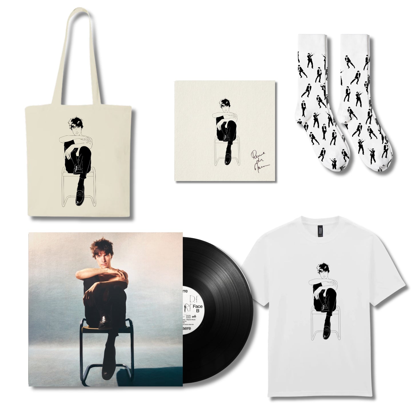 SUPERPACK : CD ou VINYLE + t-shirt + totebag + chaussettes + illustration dédicacée (offerte)